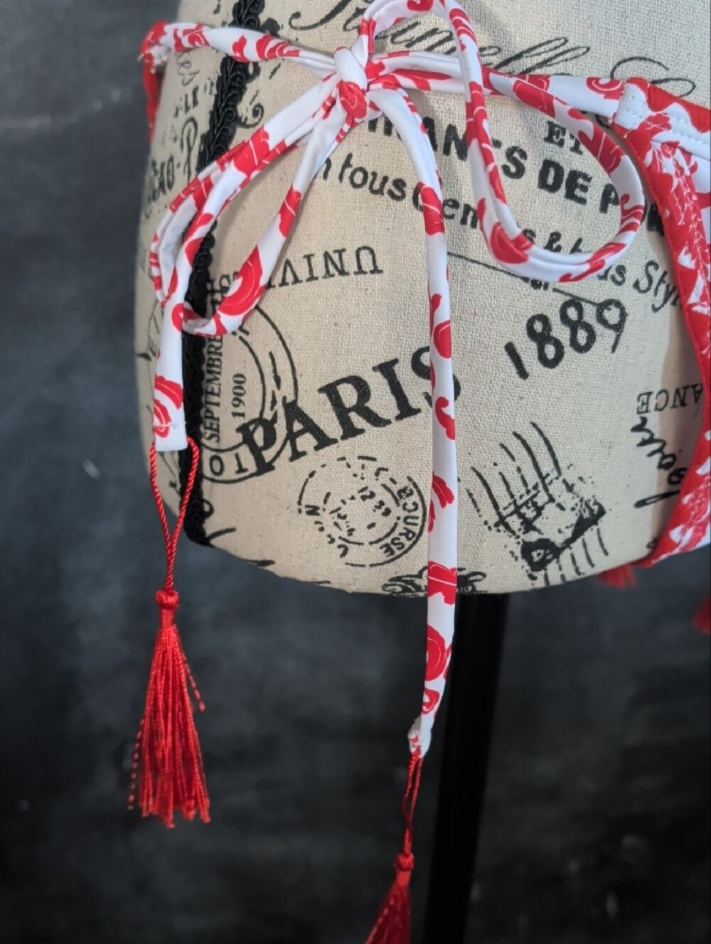 Red & White Damask Pattern Bikini - Picture 3 of 5